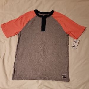 Gray and Coral Raglan T-Shirt. OshKosh B'gosh. Size 12